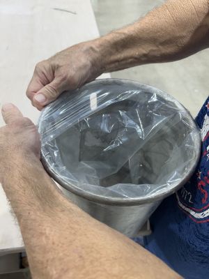 Plastic lining change in clay trap bucket